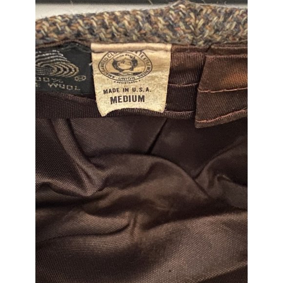 Vintage‎ Men’s Wool Brown Gray Tweed Driver Cap Union Made Marked M Fits S Lined - Picture 10 of 16